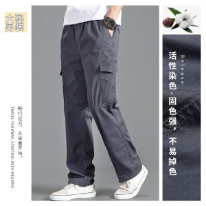 Loose Fit Pure Cotton Workwear Pants for Men Casual Outdoor Sports Trousers with Multiple Pockets High Waist Straight Leg
