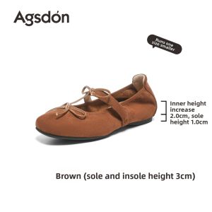 Agsdon | Increased Heel Mary Jane Flats