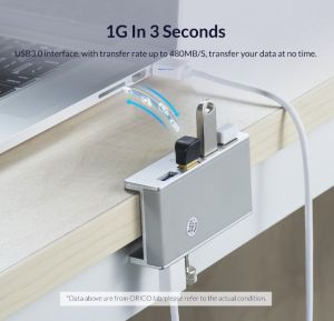 ORICO USB 3.0 HUB Powered With Charging Multi 4 Ports Desk Clip USB Splitter Adapter SD Card Reader for PC Computer Accessories