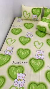 Sprei Motif LOVE SWEETY Terlucu Best Seller Harga Murah Berkualitas Nyaman Set Sarung Bantal Sarung Guling