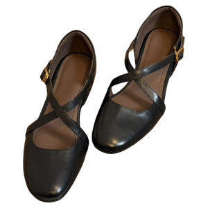 CAIZINI | Vintage Style Cross Strap Mary Jane Flats Heeled Women Shoes