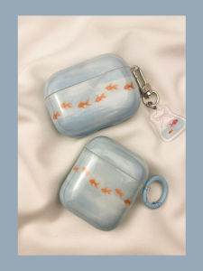 Blue Oil Painting Fish Gradient Wireless Bluetooth Earphone Case Soft TPU Shell for Apple AirPods 1 2 3 4 pro Generation