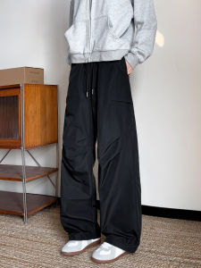 ลำลอง กีฬากลางแจ้ง กางเกง ผู้ชาย ฤดูใบไม้ผลิ ฤดูใบไม้ร่วง อเมริกัน เรียบง่าย หล่อ หลวม กางเกงขายาวทรงหลวม กางเกงขายาว ให้ความรู้สึกยับง่าย