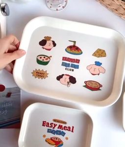 อาหารเช้าลายการ์ตูนเกาหลีน่ารัก ตั้งโต๊ะใส่ของกระจุกกระจิก ถาดใส่ขนม ตกแต่งสถานที่อาหาร พร้อมส่ง