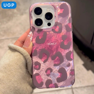 UGP | High-end Leopard Pattern Case Full Protection for iPhone Pink Fashionable