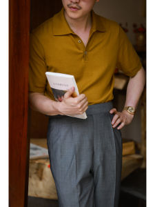 UGENTLE Natural Xinjiang Cotton Elegant Knitted Polo Shirt Gentleman Style Eagle Claw Button Shell Button Fashionable Summer Polo