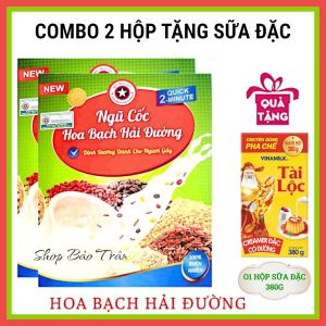 Combo 2 Hộp Bột Ngũ Cốc Tăng Cân Hoa Bạch Hải Đường Mẫu Mới 500gr - Tặng kèm Sữa đặc 380gr