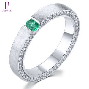 Lohaspie Jewelry Real Silver 925 Original Ring Natural Emerald Swiss Blue Topaz Ring 925 Silver Ring With Stone 925 Silver Ring Green Gem Emerald Ring For Women Men Ring Jewelry