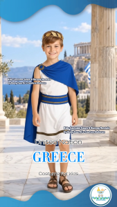United Nation Rome Greece Book Character God of Thunder Zeus Costume for Kids Girl for National Attire for UN Events