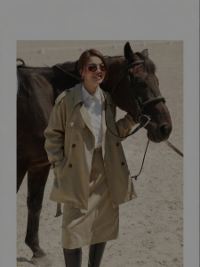 British Style Tencel Fabric Double Breasted Kensington Shape Jacket and Skirt Suit