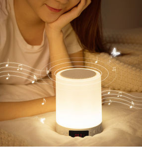 Vimite ไฟกลางคืน Led Night Light with Bluetooth Music Speaker โคมไฟเล็กๆสวยๆ USB Recharge โคมไฟเปลี่ยนสี Dimming Bedroom Table Lamp Home Outdoor Plug-in Card Subwoofer Loud Player