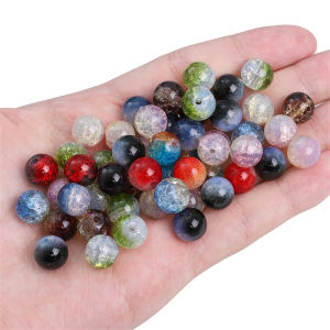 20pcs 10mm Cracked Crystal Glass Beads Round Loose Spacer Beads for Bracelet Necklace Earring Keychain DIY Jewelry Making Accessories