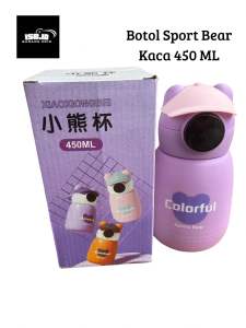 Botol Kaca Anak Bear Sport Model Topi 450 ML / Botol Minum Anak Kaca Modern