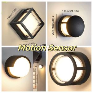 LED Wall Light Radar Motion Sensor 6W 12W Indoor&Outdoor Waterproof IP66 Porch Wall Lamp Home Sconce Decoration Lighting