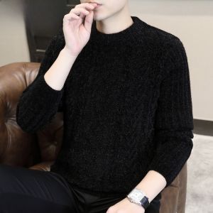 HENGYUANXIANG | Thickened Knitted Pure Color Round Neck Twisted Sweater Mens Warm Fashion Urban Style Winter New Arrival Basic Popular Mens Top
