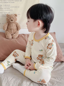 ชุดเสื้อผ้าเด็กผ้าฝ้ายแท้ฤดูใบไม้ร่วงและฤดูหนาว ชุดชั้นในเด็กชาย อบอุ่น ไร้กระดูก ดูดซับเหงื่อ ระบายอากาศได้ดี ปกติ แผ่นดินใหญ่