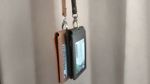 Id Card Name Tag Kulit Holder Double Flip Magnet Terbaru