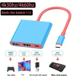 Cổng Kết Nối Đa Năng 3 Trong 1 Cho Nintendo Switch Hub TYPE-C Với HDMI 4K/60Hz 4K/30Hz Sạc PD 100W Cổng USB 3.0