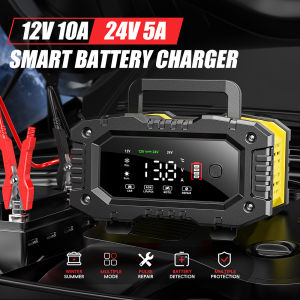 Battery Charger 12V/20A 24V/10A Automatic Smart Charger Battery Maintainer AGM Lead Acid Car Motorcycle Charger LCD Display