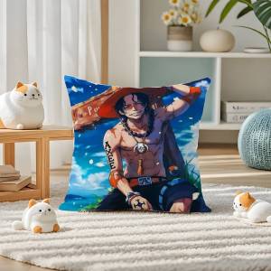 Bandai | One Piece Kozuki Oden Anime Plush Pillow Cover Soft Short Plush Cushion Cover For Sofa Bedroom Home Decor Gift Decoration