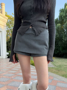 Slimming Short Skirt Pure Color Three Zipper Casual Versatile High-End Feel Matou Korean Style Suit Skirt Natural Waist