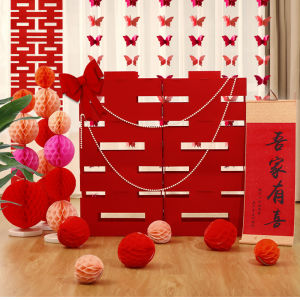 Larger than Life 3D Double Happiness Character Floor Standing Decoration Wedding Couple Bedroom Scene Setting Festive Ornament