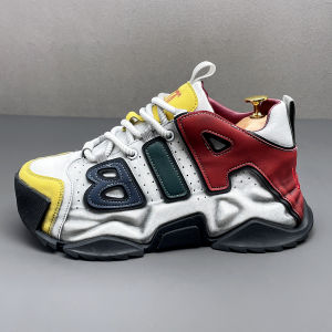 ZhanChao Mens Retro Colored Dirty Sneakers Fashionable Spike Color Dad Shoes Heightening Thick Bottom Sports Leisure Shoes
