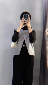 Zavora 4 In One Set Korean Style ( Vest - Manset - Bella Square - Cutbray ) Outfit Wanita Kekinian Termurah - SET AB390