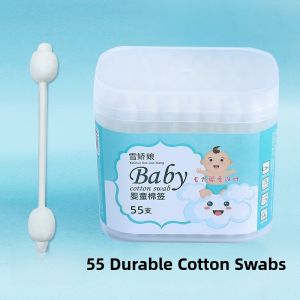Double-Headed Large-Head Cotton Swabs for Baby Navel Cleaning And Ear Nose Care 55 Pieces Gourd Head Cotton Sticks