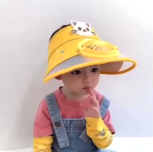 Mũ Chống Nắng Cho Bé Có Quạt Mini 2in1 – Nón Làm Mát Trẻ Em Mũ Rộng Vành Che Nắng Chống UV