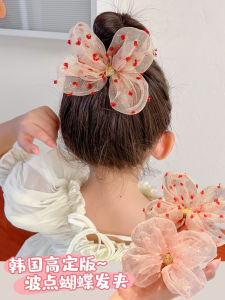 Sweet Cute Polka Dot Butterfly Knot Hair Clip Baby Girl Simple Back of Head Hair Clip Elegant Hair Accessories for Kids