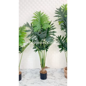 Tanaman Artificial Pohon Hias Jari Jari Variasi T120 T140 T160 Latex + Cover Rotan Bulat Small Dekorasi Rumah Ruang Kantor Aesthetic