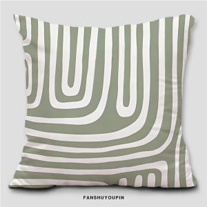High Quality Velvet Green Pillow Cover Geometric Leaf Design Sofa Backrest Cushion American Country Style Square Home Decor