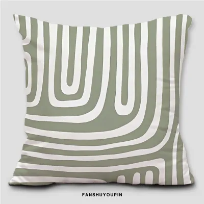 High Quality Velvet Green Pillow Cover Geometric Leaf Design Sofa Backrest Cushion American Country Style Square Home Decor