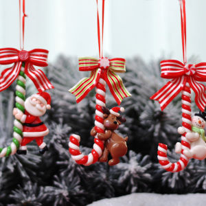 3PCS Christmas Santa Claus Pendant Snowman Candy Cane Xmas Tree Ornament for Christmas Party Home Decoration