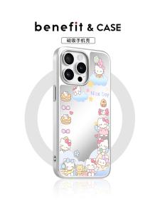 Benefit Adorable Dessert KT Cat Makeup Mirror Phone Case Anti-Fall Gradient Color iPhone 16 pro Max Apple 15 pro Compatible Shell Shockproof
