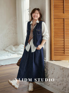 Retro V-Neck Denim Outfit
