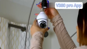 V380 HD 1080P Surveillance Bulb Camera 360° Panoramic CCTV Home Security Wi-Fi Camera WIFI IP Camera Night Vision Baby Motion Detection Indoor and Outdoor Two-Way Audio