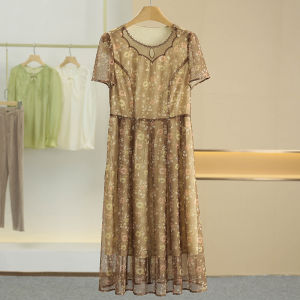 ชุดเดรสยาวแขนสั้นสไตล์ลำลอง Xking ปักลายผ้าตาข่ายโปร่ง ทรงเข้ารูป ฤดูร้อน 2025 ชุดเดรสผู้หญิง