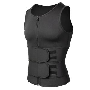 Qtree Body Shaper Fat Burner Tops Men Slimming Weight Loss Belly Trimmer Fitness Corset Waist Trainer Vest with Double Belts