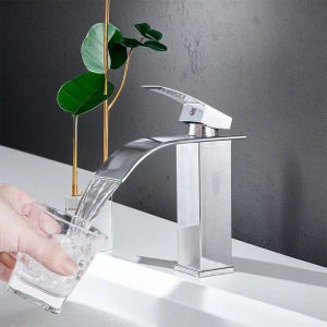 Bathroom Home Waterfall Wash Basin Stainless Steel High And Low Faucet Black Hot And Cold Toilet Wash Basin