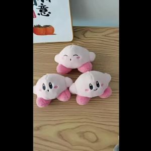Bandai | Cute Pink Star Kirby Plush Keychain Bag Charm Soft Cartoon Stuffed Doll Pendant Kawaii Keyring Gift for Backpack Handbag