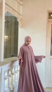 Serra Abaya + Jilbab Ceruty Swarovski Gamis Lebaran 2025 Viral Mewah Dress Wanita Terbaru Kondangan