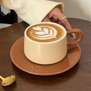 Nordic Style Ceramic Coffee Cup with Handle Macaron Color Afternoon Tea Latte Art Cup High End Elegant Handmade Coffeeware