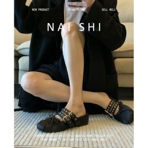 NAISHI | Black Sweet and Cool Ballet Mary Janes with Studs Internal Height Increase Shoes