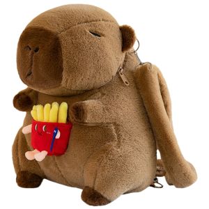 Cute Capybara Plush Backpack Funny Cartoon Capybara Shoulder Bag Student Fur Bag Plush Capybara School Bag for Kids