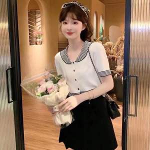 82 - Áo Dệt Kim Montoghi Cổ Thuỷ Thủ Hoạ Tiết Sọc Thời Trang Hàn Quốc Cho Nữ 88 - Top