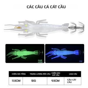 TAIYU | Mồi Câu Mực Giả Hình Tôm TAIYU 11cm 10g Chất Liệu PVC Mềm Hình Dạng Sống Động Như Thật Dùng Cho Câu Cá Nước Tối.