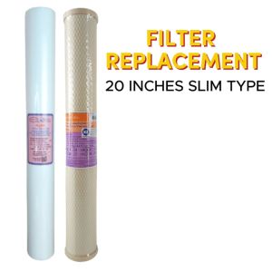 Water Filtration System 2 Stages 20" Slim Type Replacement Filter Only Complete Set