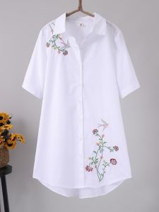 ทันสมัย ปักไซส์ใหญ่ ศิลปะ แขนสั้น ผู้หญิง ชั้นฐานเสื้อเชิ้ต ฤดูใบไม้ผลิ ฤดูร้อน ความยาวกลาง อินเทรนด์ เสื้อท่อนบน